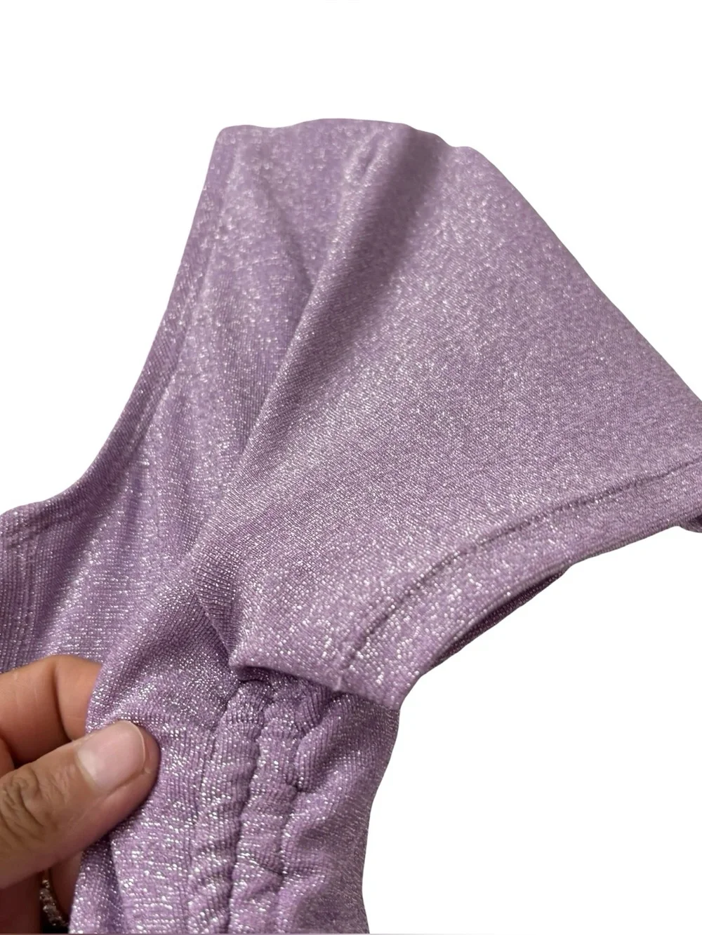 STEFANIA X BLACKMILK‎ SWIMWEAR PURPLE SHIMMERY LACED UP RUCHED SIDES SIZE SMALL